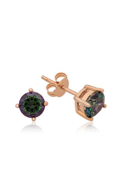 norsary Silver Rose 5 mm Mystic Topaz Stud Earrings