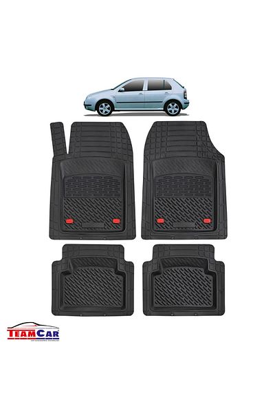 TEAMCAR ® Car Mats Tray Type Compatible with Skoda Fabia I (1999–2007) Black Durable Material