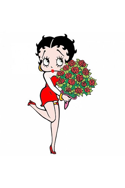 INOVATIX Set de 8 autocolante Betty Boop cu trandafiri, INOVATIX®. 6 cm
