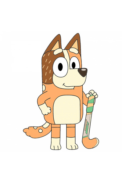 INOVATIX Set 8 piese, Sticker Chilli Heeler cu baton Bluey, INOVATIX®. 6 cm