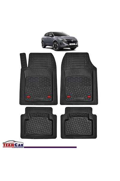 TEAMCAR ® Car Mats Tray Type Compatible with Nissan Qashqai J12 (2021–present) Black Durable Material