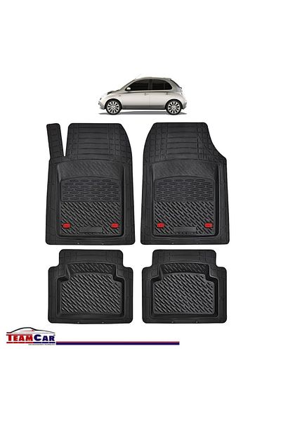 TEAMCAR ® Car Mats Tray Type Compatible Nissan Micra K12 (2002–2010) Black Durable Material