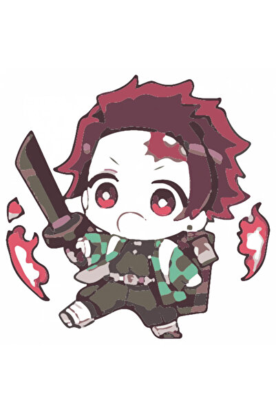 INOVATIX Set de 8 piese, autocolant Demon Slayer Tanjiro Kamado în luptă, INOVATIX®. 6 cm