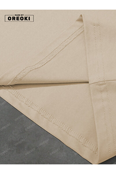 EFFRENATU Balance Printed Cotton Fabric Men's Beige T-Shirt-Black Shorts Set