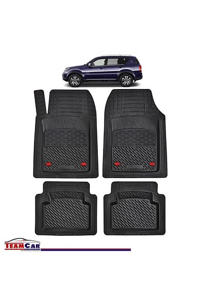 TEAMCAR ® Car Mats Tray Type Compatible SsangYong Rexton III (2012–2017) Black Durable Material