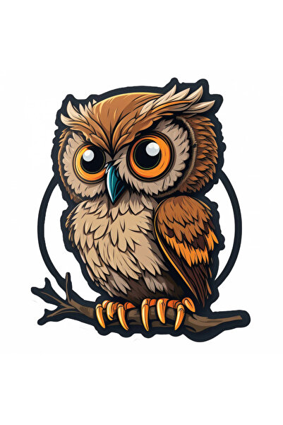 INOVATIX Set de 8 piese, autocolant Bufniță încruntată, INOVATIX®. 6 cm