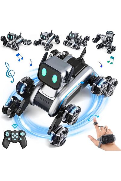 Iram Dog Robot Remote Control 8WD Stunt RC Car with Musc & Light 2 Rechargeable Batteries & Control Watch