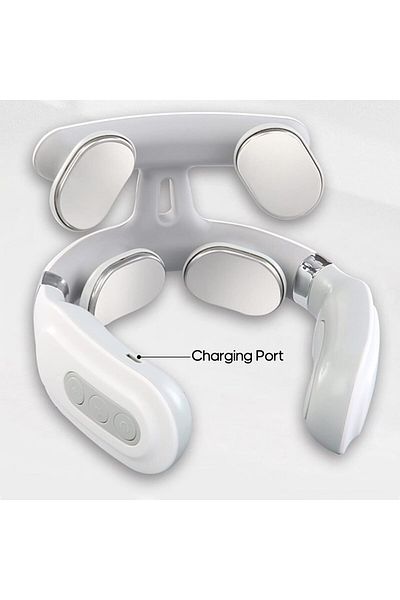 fulina 4-head cervical massager,streamlined surround design,USB charging,5 modes,for stress relief,white