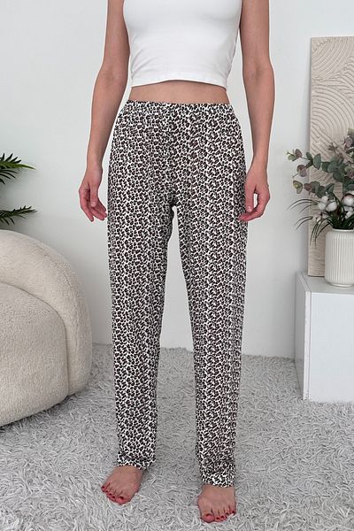 querancia Women's Plus Size Single Jersey Breathable Fabric Printed Pocketless Comfortable Home Wear Pajama Bottoms