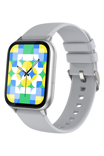 LOGIA Fit8 Akıllı Saat Alüminyum Kasa Spor Silikon Kordon Gümüş