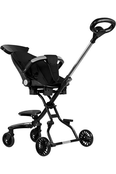 Yelajoy 2-in-1 Baby Stroller,with Reversible Seat and Reclinable Backrest,for Toddlers Outdoor,Black