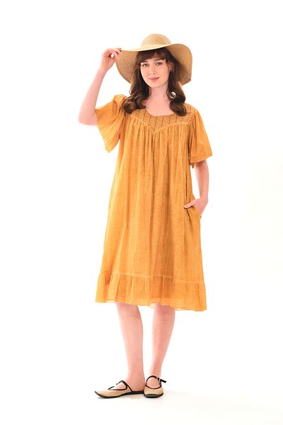 Butik Esra Kandemir Summer Cotton Washable Fabric Lined Large Size Dress - 1059