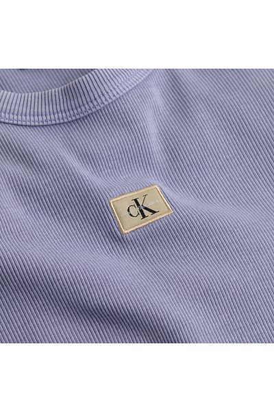 Calvin Klein Women Persian Violet Slim Ribbed Cotton T-Shirt