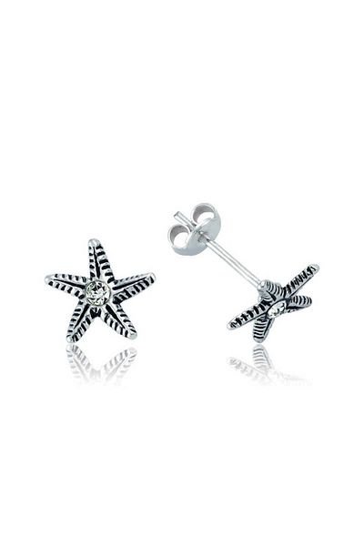 norsary Silver Starfish Stud Earrings