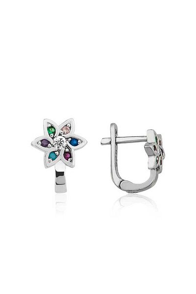 norsary Silver Colored Flower Earrings