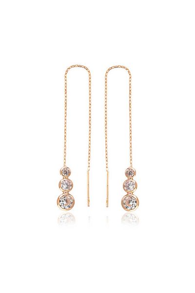 norsary Silver White Jewelled Chain Earrings