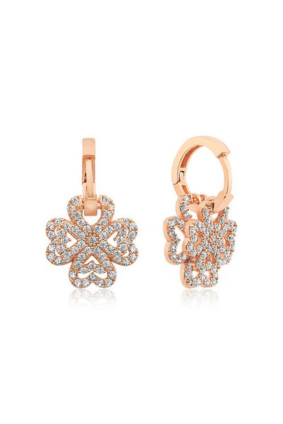 norsary Silver Three-dimensional Clover Earrings
