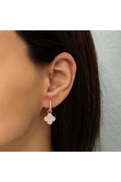 norsary Silver Hoop Clover Earrings