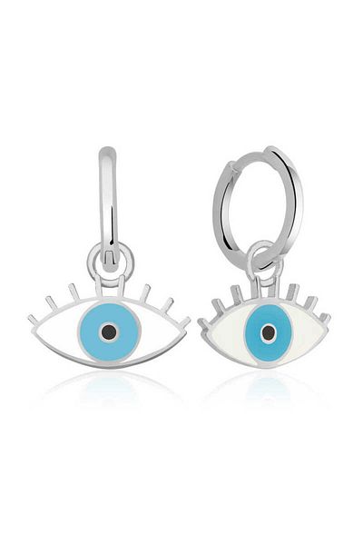 norsary Silver Phosphorescent Blue Eye Earrings