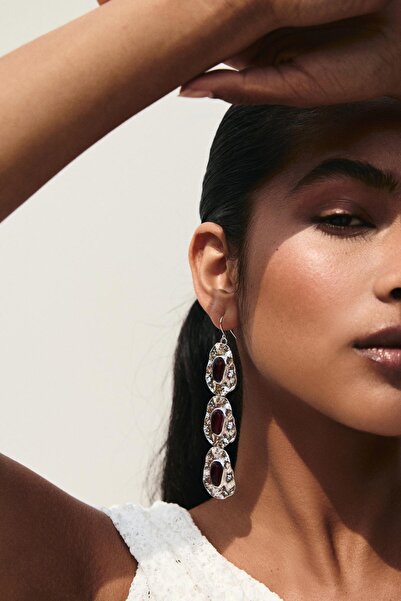 Pull & Bear Taşlı sallantılı küpe