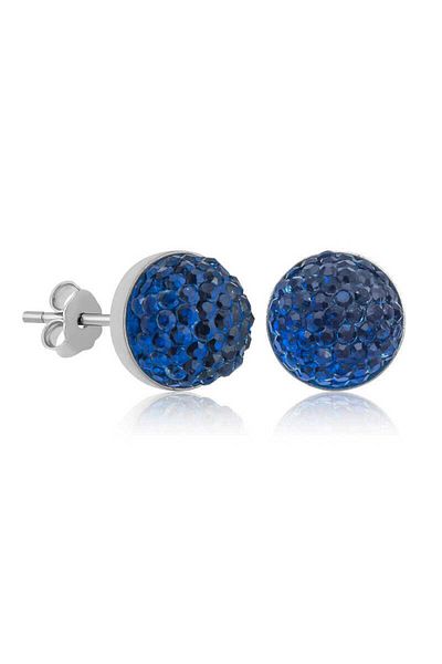 norsary Silver Crystal Blue Studded Earrings