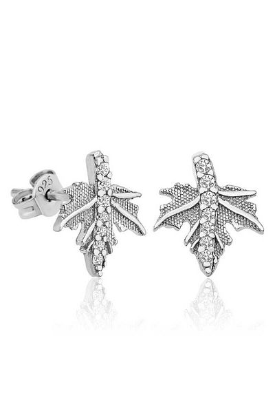 norsary Silver Plane Leaf Earrings