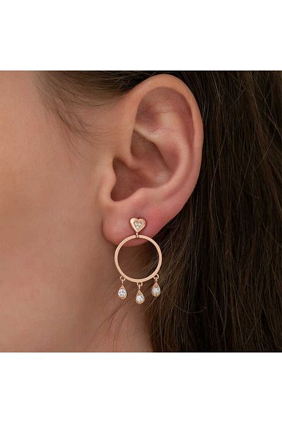 norsary Silver Heart Detailed Hoop Earrings