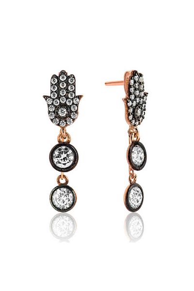 norsary Silver Dangle Fatma Mother Hand Earrings