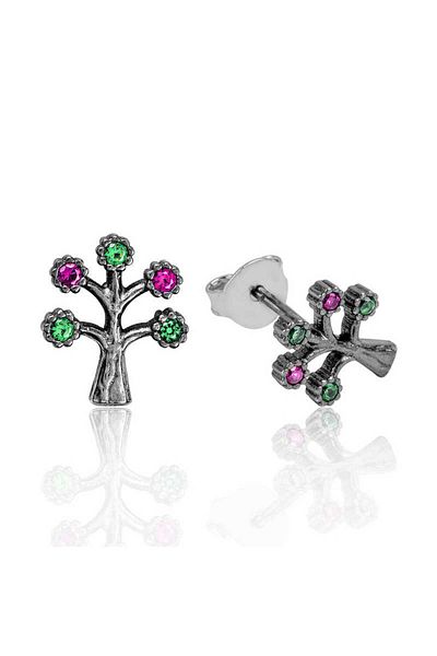 norsary Silver Tree of Life Studded Earrings