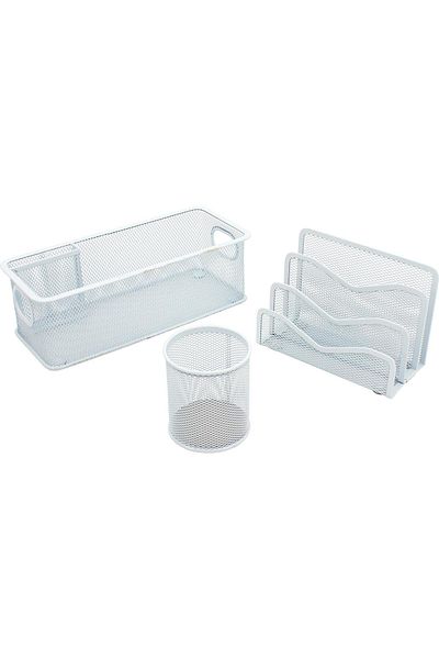 Roco Desk Set – 3 Components, Mesh, White