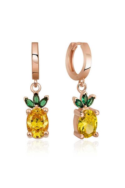 norsary Silver Pineapple Figure Fruit Earrings