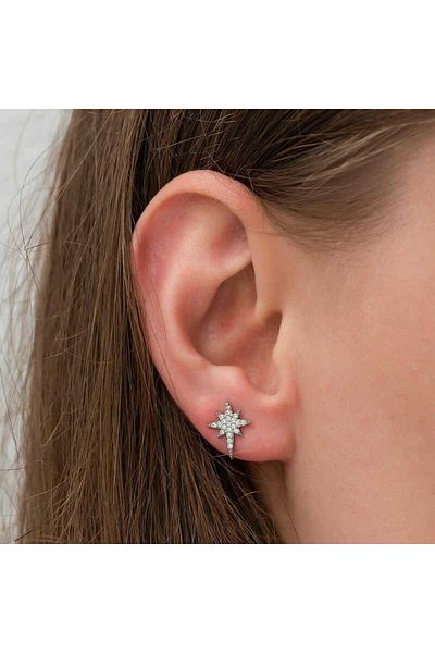 norsary Silver Polar Star Earrings
