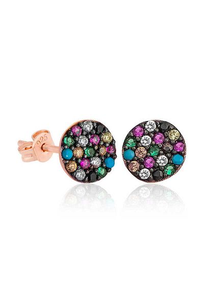 norsary Silver Mix Jewelled Circle Earrings