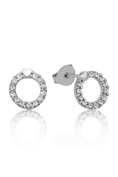 norsary Silver Heart Hoop Studded Earrings