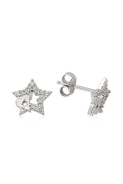 norsary Silver Studded Star Earrings