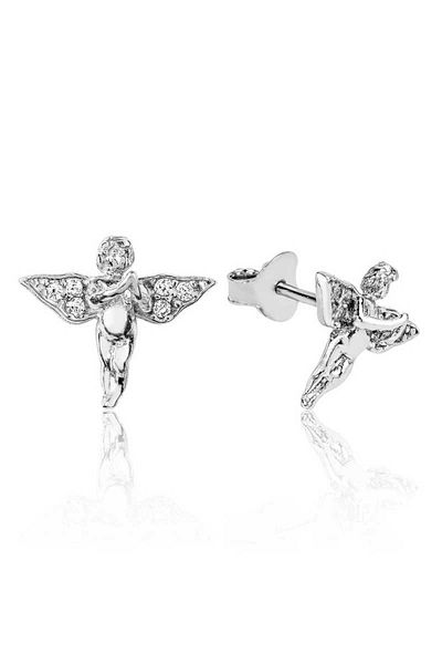 norsary Silver Angel Stud Earrings
