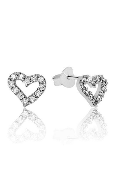 norsary Silver White Heart Studs Earrings