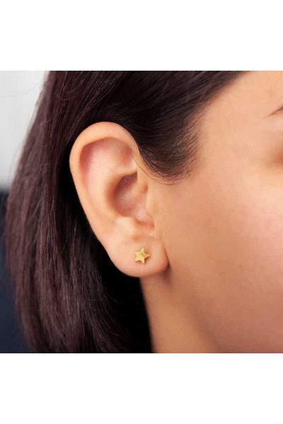 norsary Silver Gold Star Studed Women's Earrings