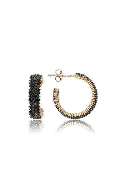 norsary Silver Three Rows Black Tamtur Earrings