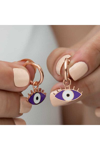 norsary Silver Phosphorescent Purple Eye Earrings