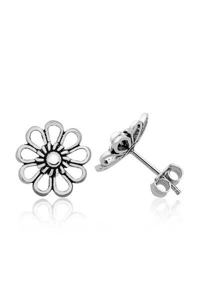 norsary Silver Filigree Daisy Studded Earrings