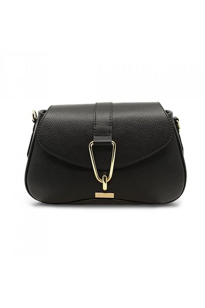 BESSO Incanto Sottile Black Genuine Leather Shoulder Bag