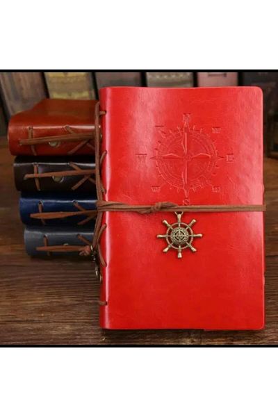 LiderGlobal Compass Embossed Leather Memory Book