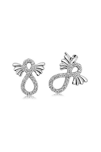 norsary Silver Winged Eternity Stud Earrings