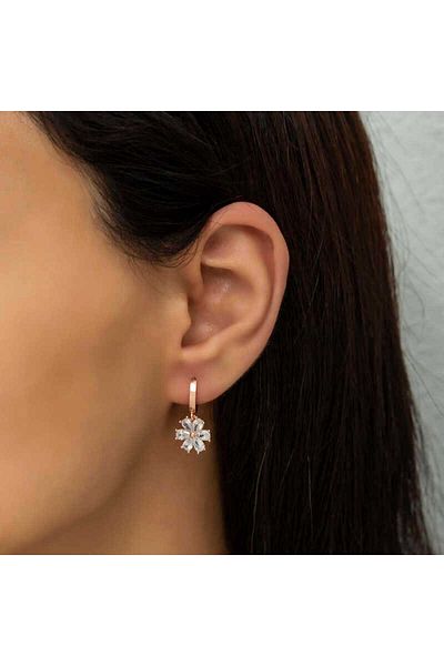 norsary Silver White Flower Earrings