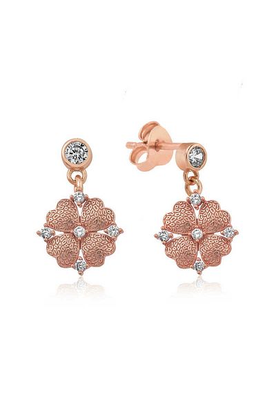 norsary Silver Heart Leaves Flower Earrings