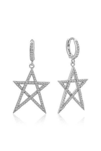 norsary Silver White Star Earrings