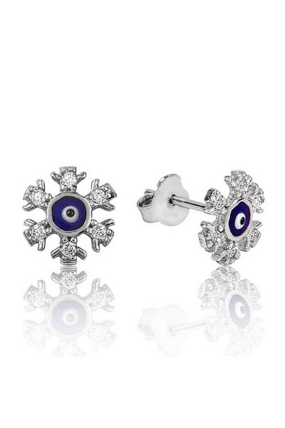 norsary Silver Evil Eye Snowflake Stud Earrings