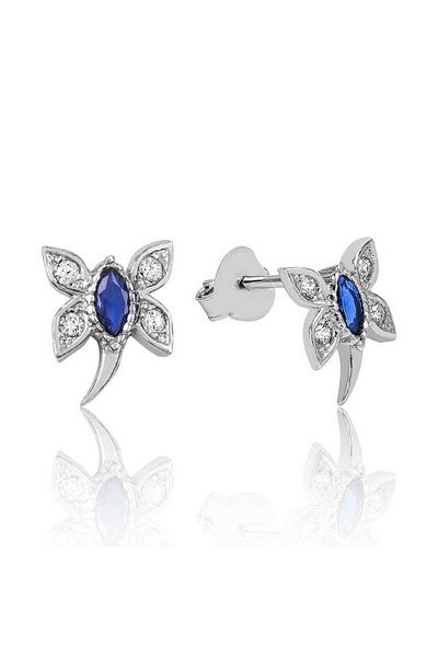 norsary Silver Blue Dragonfly Stud Earrings