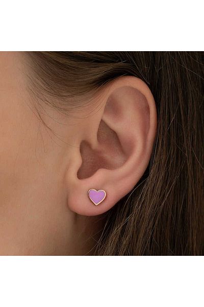 norsary Silver Phosphorescent Lilac Heart Earrings